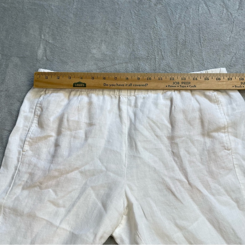 J.Jill Love Linen Pants Medium Petite MP 100% Linen Capri Crop Pull On White - Picture 5 of 8